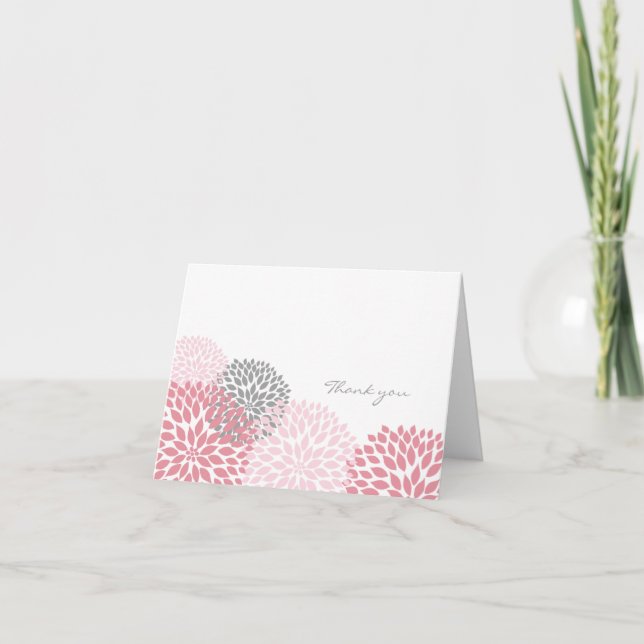Cartão De Agradecimento Pink and Gray Dahlia Blossom Thank you notes (Frente)