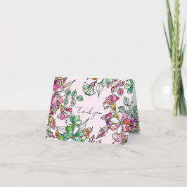 Cartão De Agradecimento Pink and green flowers