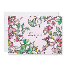 Pink and green flowers フラット