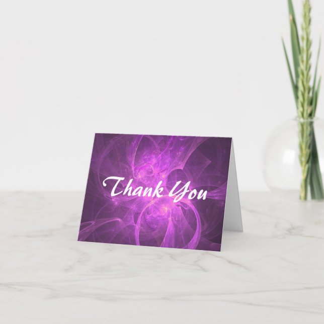 Cartão De Agradecimento Pink and Purple Abstract Fractal Thank You (Frente)