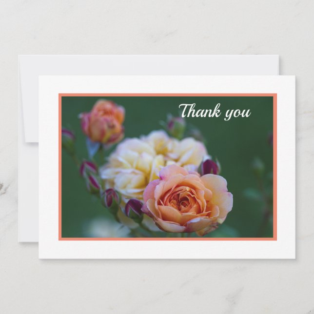 Cartão De Agradecimento Pink And White Roses Flat Thank You Card (Frente)