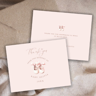 Cartão De Agradecimento Pink Baby Girl Shoes Nursery of Kids Thank You 