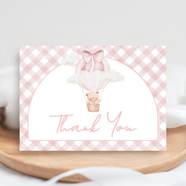 Cartão De Agradecimento Pink Bear Bearly Wait Baby Shower (Bearly Wait Baby Shower Thank You Card
)