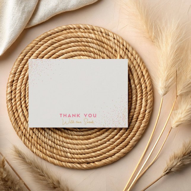 Cartão De Agradecimento Pink Beige Minimalistic Classic Polka Dot Confetti (Criador carregado)