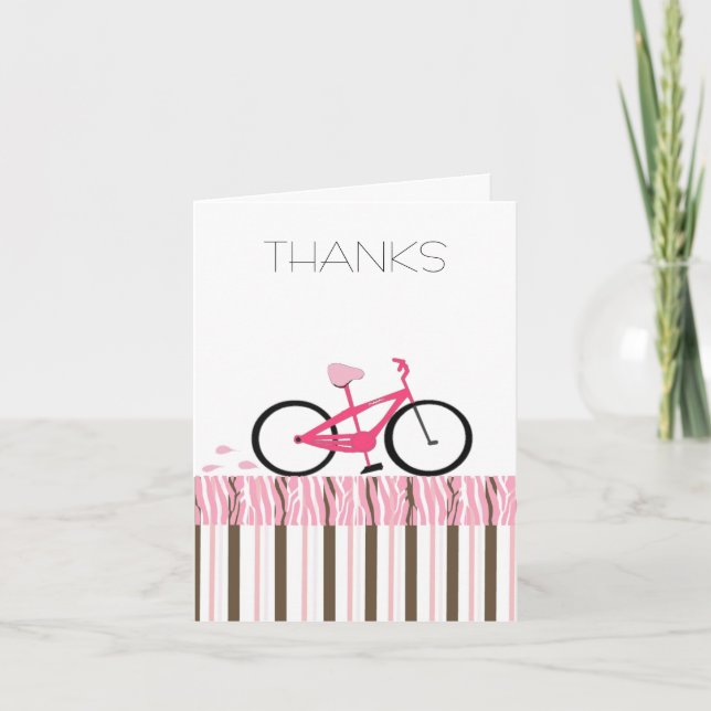 Cartão De Agradecimento Pink Bicycle Thank You (Frente)