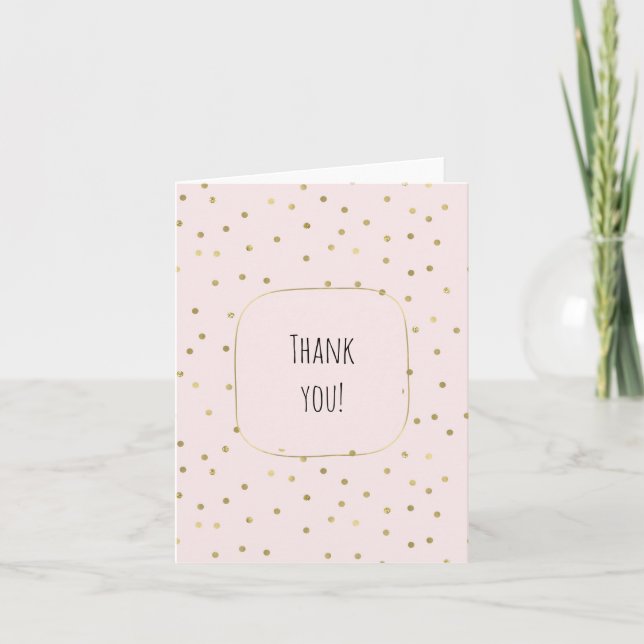Cartão De Agradecimento Pink Blush Gold Sparkle Confetti thank you (Frente)