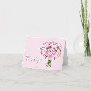 Cartão De Agradecimento Pink Blushing Elegant Heart Muito Obrigado