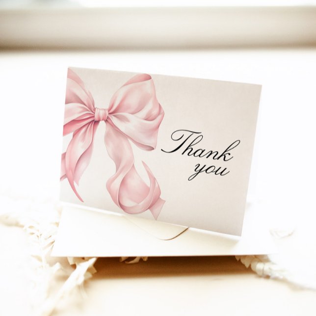 Cartão De Agradecimento Pink Bow Thank You Card Coquette Bow (Criador carregado)