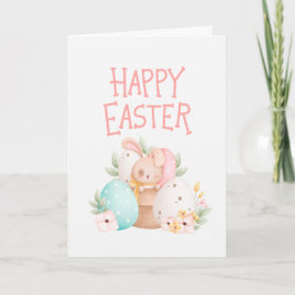 Cartão De Agradecimento Pink Bunny Easter Holiday Card