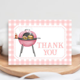 Cartão De Agradecimento Pink Burger BBQ Baby Shower