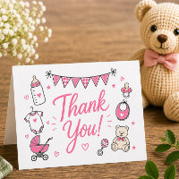 Cartão de Agradecimento Pink Burgers Babies BBQ