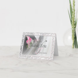 Cartão De Agradecimento Pink Calla Lily Flourish Frame Thank You Note Card