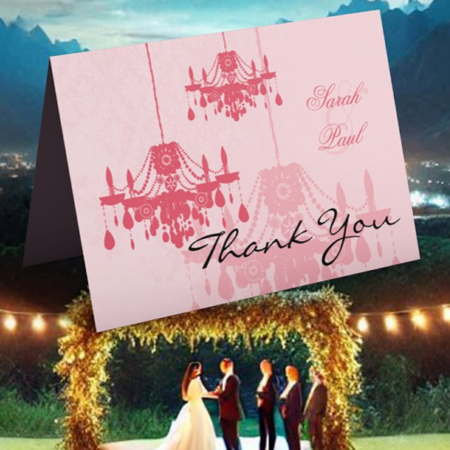 Cartão De Agradecimento Pink Chandelier Obrigado (Criador carregado)