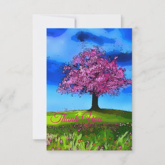 Cartão De Agradecimento Pink Cherry Tree