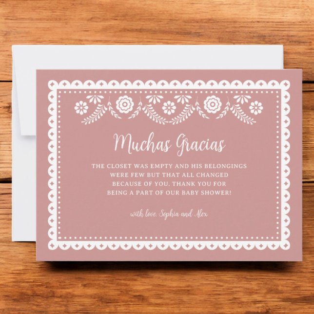 Cartão De Agradecimento Pink Cielito Lindo Chá de fraldas Muchas Gracias (Criador carregado)