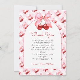 Cartão De Agradecimento Pink Coquette Bow Baby Shower Thank You Card