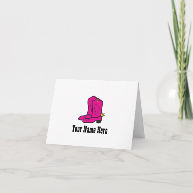 Cartão De Agradecimento Pink Cowgirl Boots Notes (Frente)