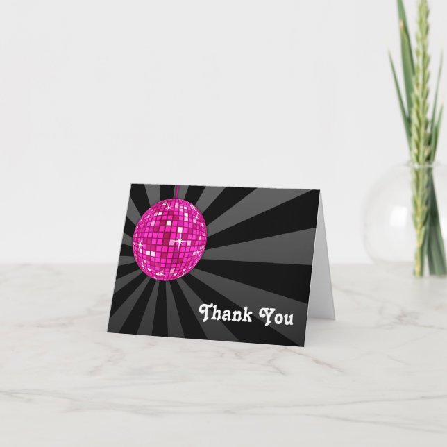 Cartão De Agradecimento Pink Disco Ball Thank You Note (Frente)
