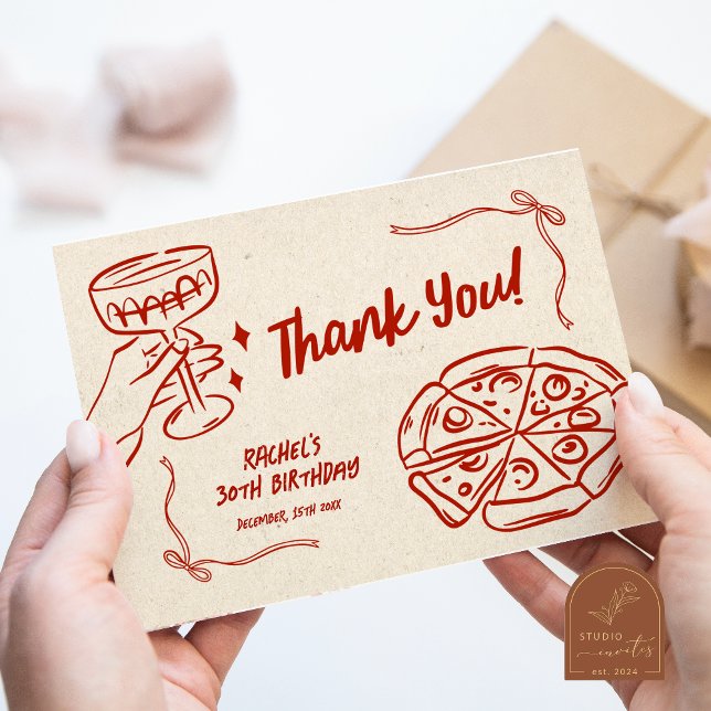Cartão De Agradecimento Pink Doodle Baby is Brewing Thank You Card (Criador carregado)