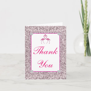Cartão De Agradecimento Pink Faux Glitter Flamingo Love Thank You Card