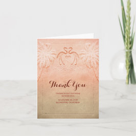 Cartão De Agradecimento pink flamingo beach wedding thank you cards