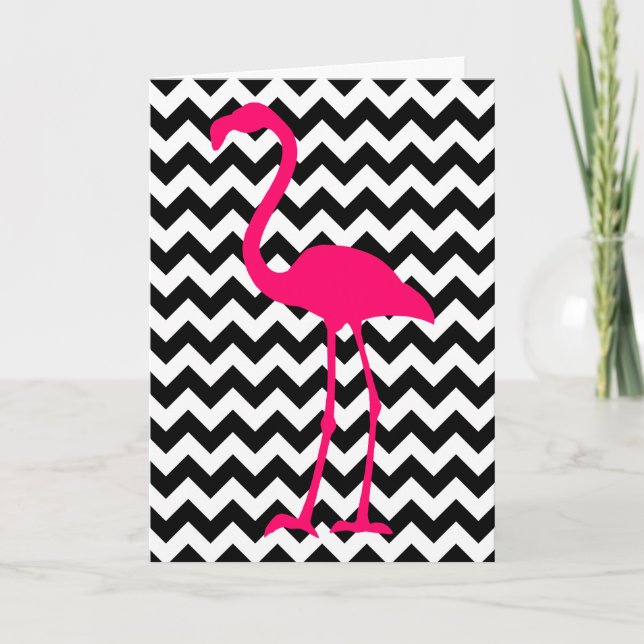 Cartão De Agradecimento Pink Flamingo Chevron Thank You (Frente)