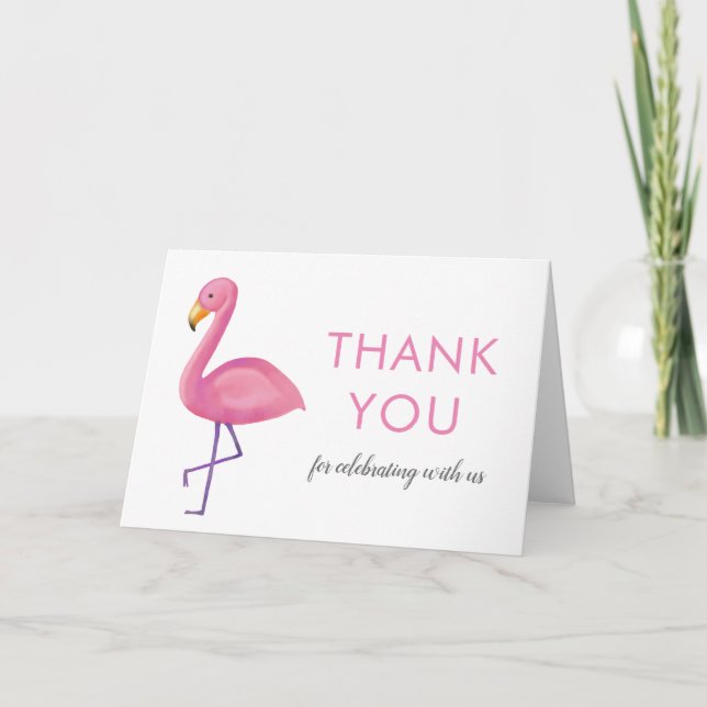 Cartão De Agradecimento Pink Flamingo Modern Baby Shower Thank You (Frente)