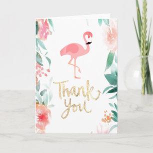 Cartão De Agradecimento pink flamingo thank you typography