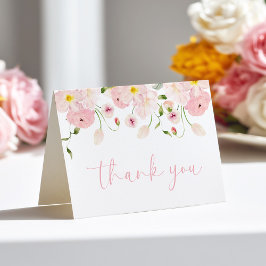 Cartão De Agradecimento Pink Floral Baby Shower Folded Thank You Card