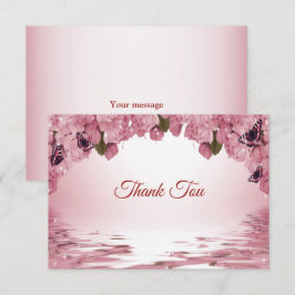 Cartão De Agradecimento Pink Floral Nature Butterfly Outdoor Wedding
