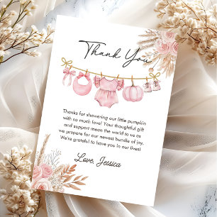 Cartão de agradecimento Pink Floral Pumpkin Baby S