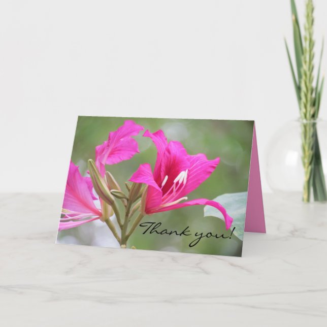 Cartão De Agradecimento Pink flower Thank you (Frente)