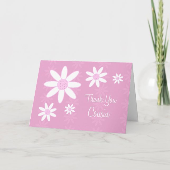Cartão De Agradecimento Pink Flowers Cousin Thank You Flower Girl Card (Frente)