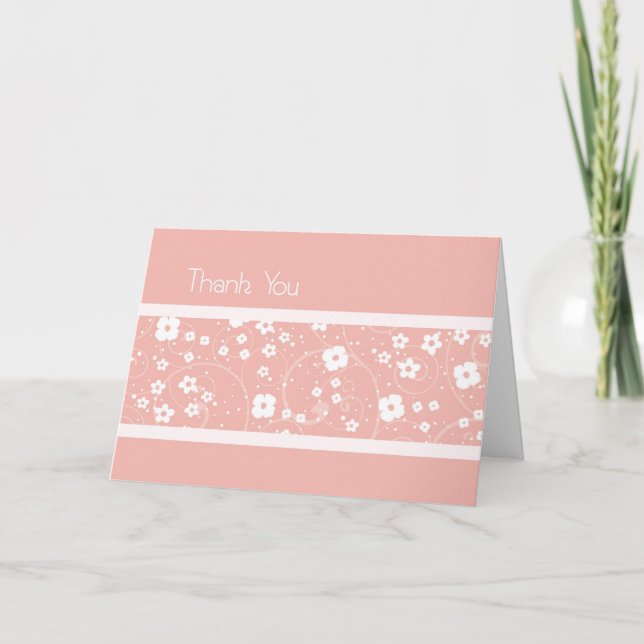Cartão De Agradecimento Pink Flowers Thank You Bridesmaid Card (Frente)