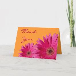Cartão De Agradecimento Pink Gerbera Daisy Orange Wedding Thank You