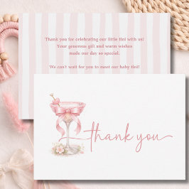 Cartão De Agradecimento Pink Girl A Tini One Is On The Way Chic Neutral