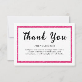 Cartão De Agradecimento Pink Glitter Logo Thank You Note Card