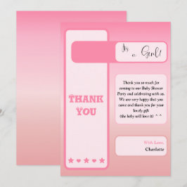 Cartão De Agradecimento Pink Gradient Cute Eyeball Text Baby Shower