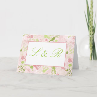 Cartão De Agradecimento Pink & Green Floral Wedding Thank You Cards