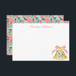 Cartão De Agradecimento Pink & Green Palm Beach Christmas Bell<br><div class="desc">PreppyPrint.com - Celebre o Natal em estilo! Adicione seu toque personalizado. Transfira este design para os produtos de sua escolha também! Visite minha loja de designers,  PreppyPrint.com,  para coordenar itens.</div>