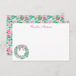 Cartão De Agradecimento Pink & Green Palm Beach Wreath