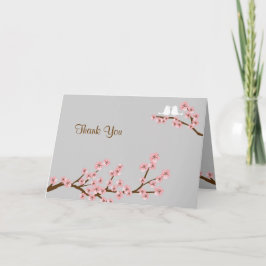Cartão De Agradecimento Pink & Grey Cherry Blossom Spring Thank You