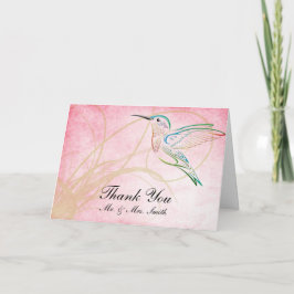 Cartão De Agradecimento Pink Hummingbird Watercolor Thank You card