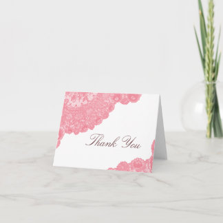 Cartão De Agradecimento Pink Lace Wedding Thank You Card