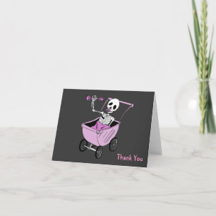 Cartão De Agradecimento Pink Little Skeleton Baby Shower Thank You Notes