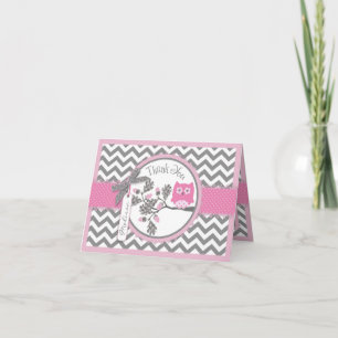 Cartão De Agradecimento Pink Owl Chevron Print Thank You Card