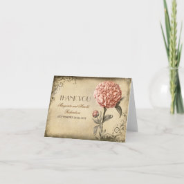 Cartão De Agradecimento pink peony blossom vintage wedding thank you cards