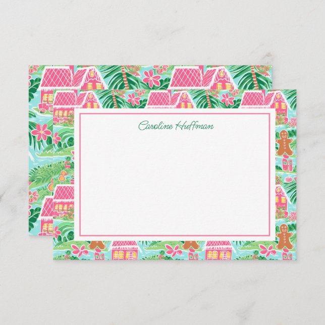 Cartão De Agradecimento Pink Pink Christmas Gingerpão personalizado (Frente/Verso)