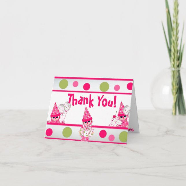 Cartão De Agradecimento Pink Polka Dots Thank you CARD (Frente)