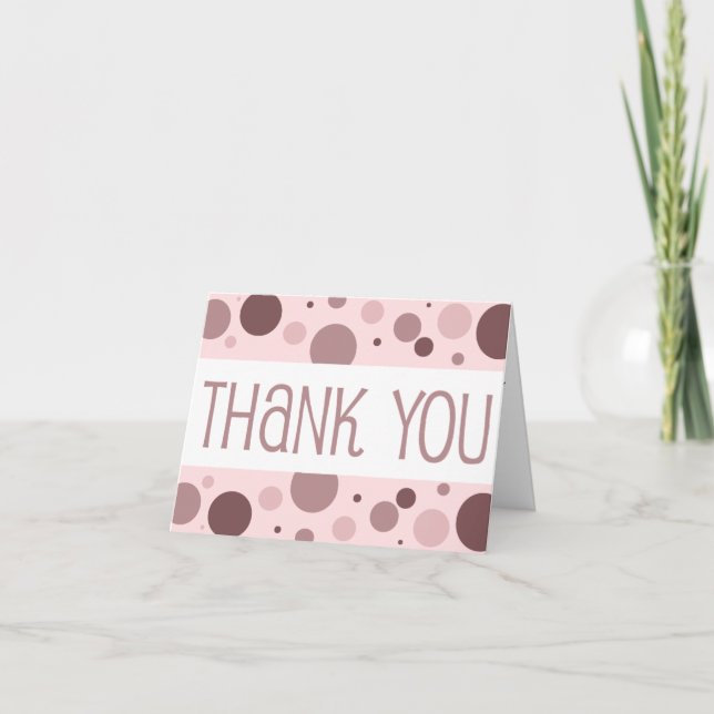 Cartão De Agradecimento Pink Polka Dots "Thank You" cards (Frente)